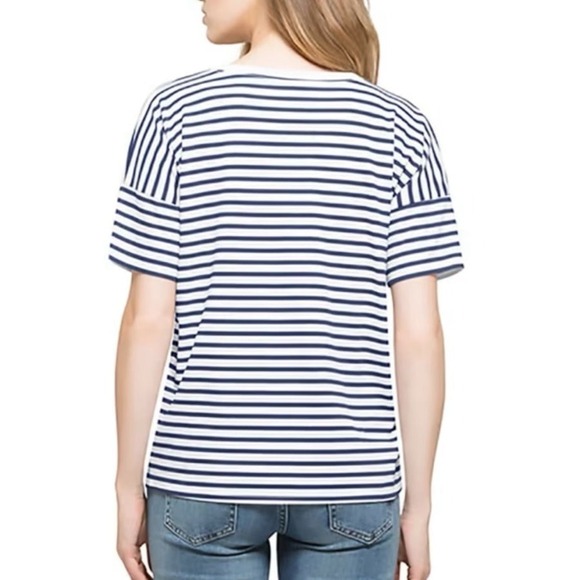 New WOMENS  majestic 47 KANSAS CITY ROYALS BLUE COED STRIPE SHORT SLEEVE SCOOP M - Picture 2 of 9